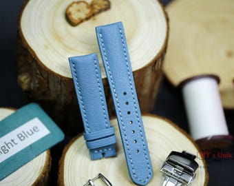 Padded Alran Leather Watch Strap 24mm 22mm 21mm 20mm Blue Tan Black Handmade Leather Band Men Women 19mm 18mm 16mm Custom Sizes Length