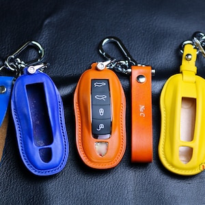 Niedliches Schlüsselband Halter Cayenne Panamera Carrera Fob Protect Taycan Macan Cayman Boxster Spyder Leder Schlüsselanhänger Hülle Fall Halter Shell Protect
