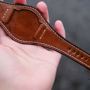 Leather Bund Strap, Bund Watch Band 16mm 18mm 20mm 22mm 24mm, Leather Watch Band, Leather Watch Strap, apples Watch Band, Cuff Band Strap