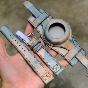 Camo Leather Full Cover Bund Strap, Wrist Watch Strap with protective cover, Watch Cuff 16mm 18mm 20mm 22mm 24mm, Watch Protector Bund Strap