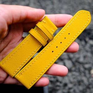 Yellow Epsom Calf Leather Watch Band, Epsom Watch Strap 24mm 22mm 21mm 20mm 19mm 18mm 16mm men women, apples Strap 38mm 40mm 42mm 44mm