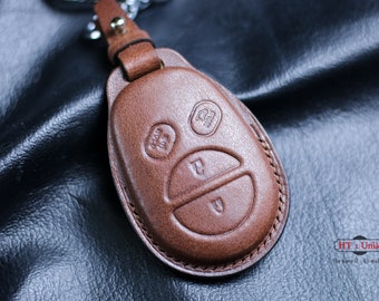 Leather Case Cover for Sequoia Sienna Tacoma Tundra Highlander Fob Protect 4Runner Solara Remote Control Key Fob Shell Customized Lanyard