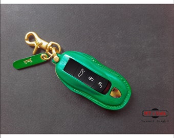 Leather Key Fob Cover Case for 718 911 Carrera, 918 Spyder Boxster 981 Cayenne 92A Cayman 981 Macan Panamera 970 Fob Protect Key Holder