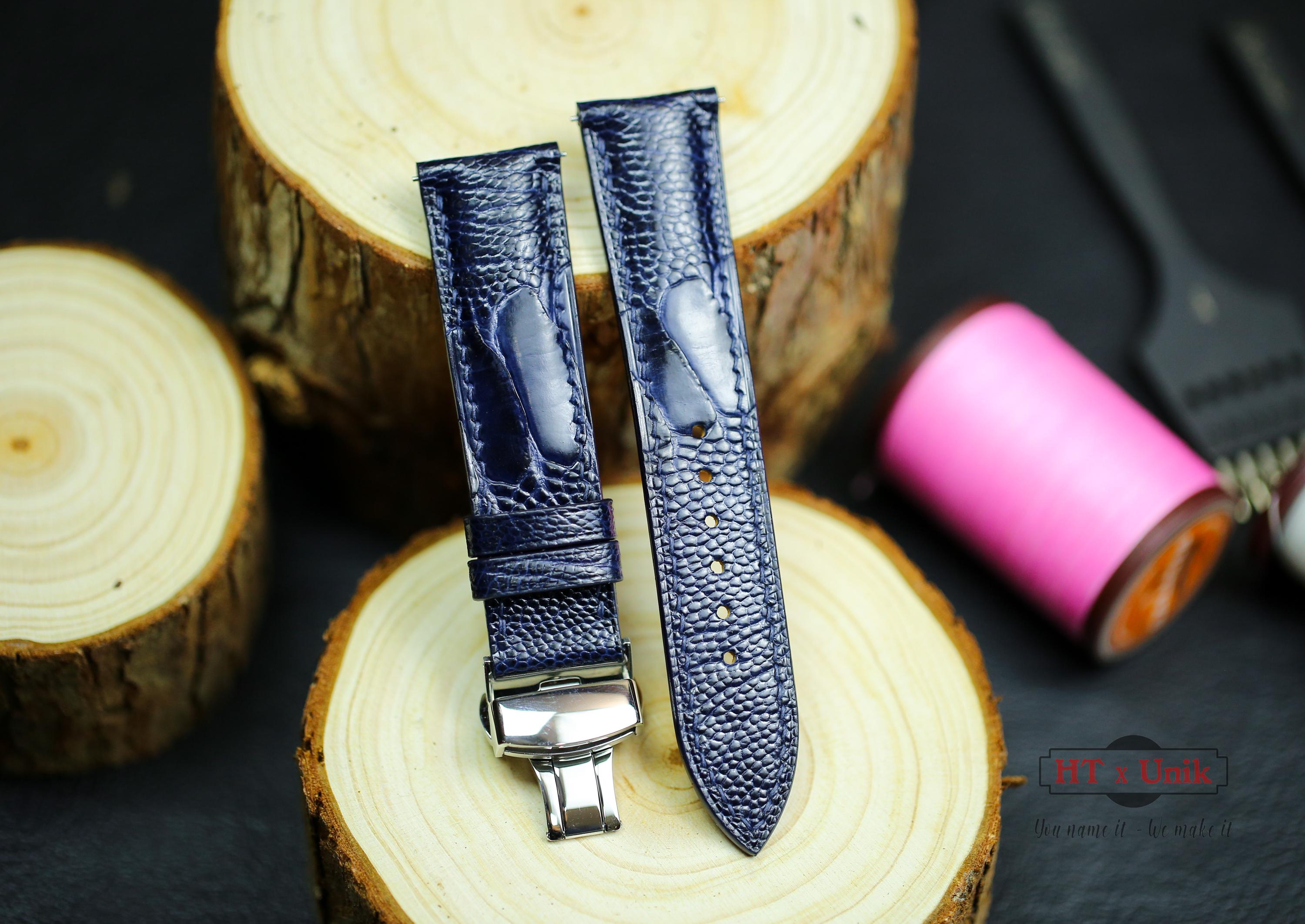 Dunkel Marine Straußenfuß Lederarmband 24 mm 22 mm 21 mm 20 mm