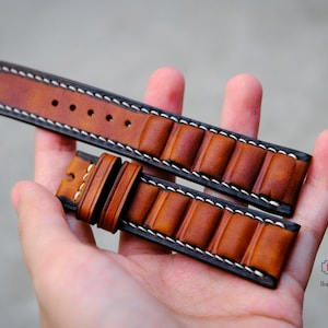 Custom Leather Watch Band, Leather Watch Strap, Genuine leather strap custom size, Unique design Watch Strap 16mm 18mm 20mm 22mm 24mm men
