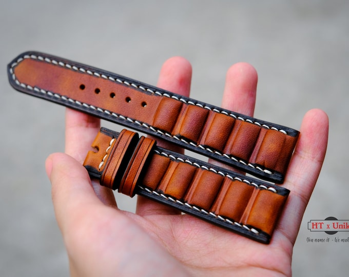 Custom Leather Watch Band, Leather Watch Strap, Genuine leather strap custom size, Unique design Watch Strap 16mm 18mm 20mm 22mm 24mm men