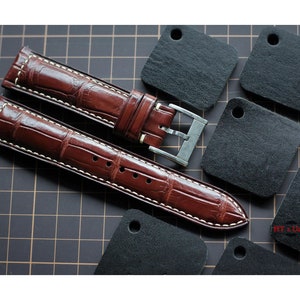 Brown Alligator Watch Strap 24mm 22mm 21mm 20mm 19mm 18mm 16mm Alligator Leather Watch Band. Luxury Alligator Strap men women Zermatt lining
