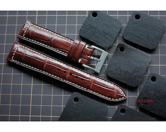 Brown Alligator Watch Strap 24mm 22mm 21mm 20mm 19mm 18mm 16mm Alligator Leather Watch Band. Luxury Alligator Strap men women Zermatt lining