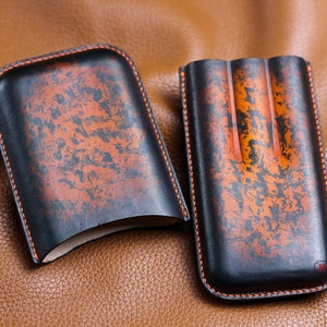 Gepersonaliseerde luxe lederen sigarenkoffer, aangepaste sigarenhouder voor 2/3 buizen, sigarendoos, reishumidor sigarenkoffer, handgemaakt gegoten sigarenzakje