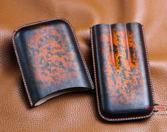 Personalized Luxury Leather Cigar Case, Custom Cigar Holder For 2/3 Tubes, Cigar Box, Travel Humidor Cigar Case, Handmade Molded Cigar Pouch