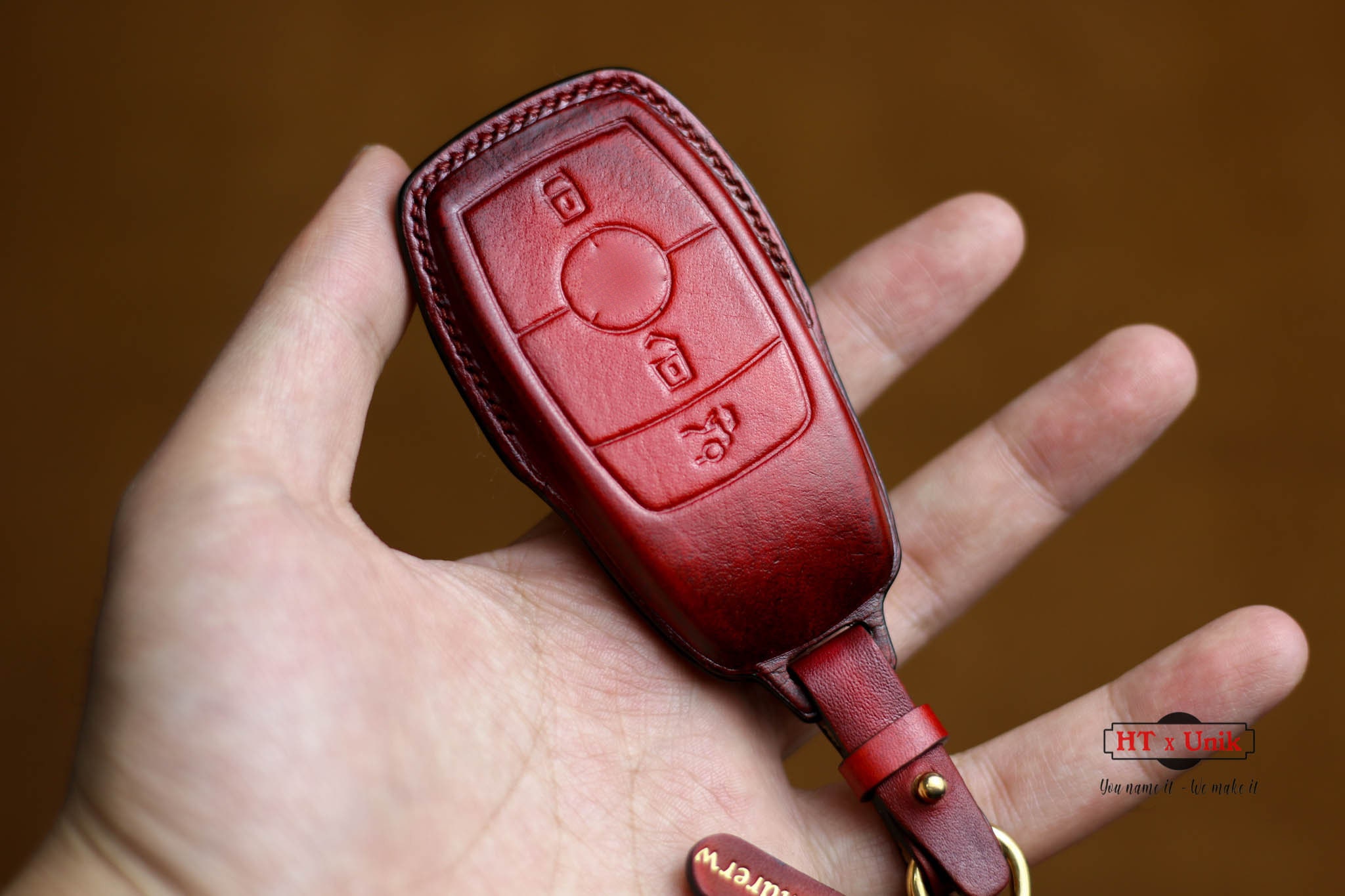  Ready to Ship Coaster Genuine Leather Key Cover in  Purple Pebble Grain for Mercedes Benz Keyless Key Fob