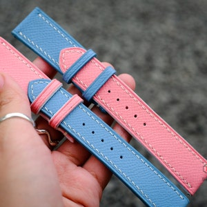 Pink Cute Epsom Leather Watch Band, Epsom Watch Strap 24mm 22mm 21mm 20mm 19mm 18mm 16mm men women, apples Strap 38mm 40mm 42mm 44mm