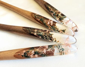 Resin Hair Stick, Wood Hair Stick, Hair Pin, Hair Fork, Bun Holder, Hippie Vintage Boho Chic Gypsy Accessories, Hair Accessories For Women