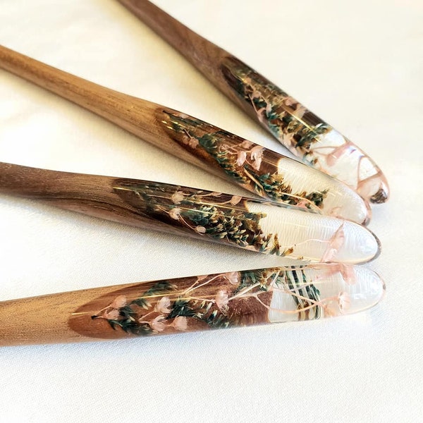 Resin Hair Stick, Wood Hair Stick, Hair Pin, Hair Fork, Bun Holder, Hippie Vintage Boho Chic Gypsy Accessories, Hair Accessories For Women