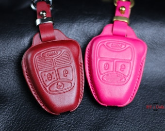 Custom Leather Key Fob Cover Case Wrangler Chryslerr 2011 2012 Pacifica Aspen Dakota Chargerr Caravan Durango Keychain Holder Accessories