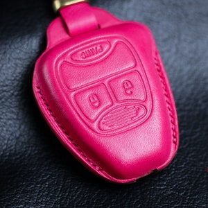 Pink Cute Key Fob Cover For Wrangler 2008 Caravan Durango Avenger Patriot Liberty Chryslerr Aspen Key Fob Cover Case Leather Remote Holder