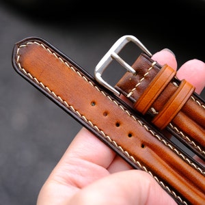Anpassat läderarmband, läderarmband, äkta läderarmband i anpassad storlek, unikt designat klockarmband 16 mm 18 mm 20 mm 22 mm 24 mm herr bild 5