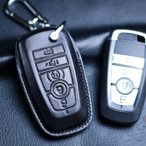 Mustang Mach E Leather Key Fob Cover Case for Mustang Mach1 For Explorer Expedition F150 F250 Lariat Remote Holder