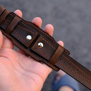 Leather Bund Strap, Bund Watch Band 16mm 18mm 20mm 22mm 24mm, Leather Watch Band, Leather Watch Strap, Biker Watch Band, Cuff Band Strap