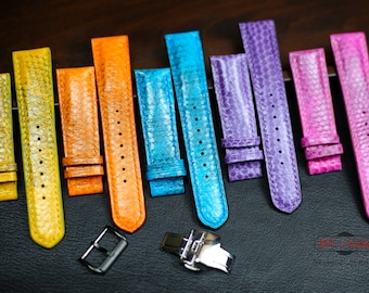 Personalisierte Python Leder Uhr Armband 24 mm 22 mm 21 mm 20 mm 19 mm 18 mm 16 mm Schlangenleder Uhr Armband. Echtes Python Ersatzarmband Herren Damen