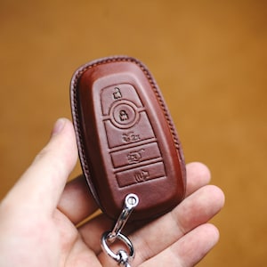 Fob Cover Case for Mustang Mach E 2021 2022 Leather Key Fob Cover Case Mustang Keychain Keyless Remote Holder Custom Stamping Horse Mustang image 1