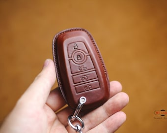 Fob Cover Case for Mustang Mach E 2021 2022 Leather Key Fob Cover Case Mustang Keychain Keyless Remote Holder Custom Stamping Horse Mustang