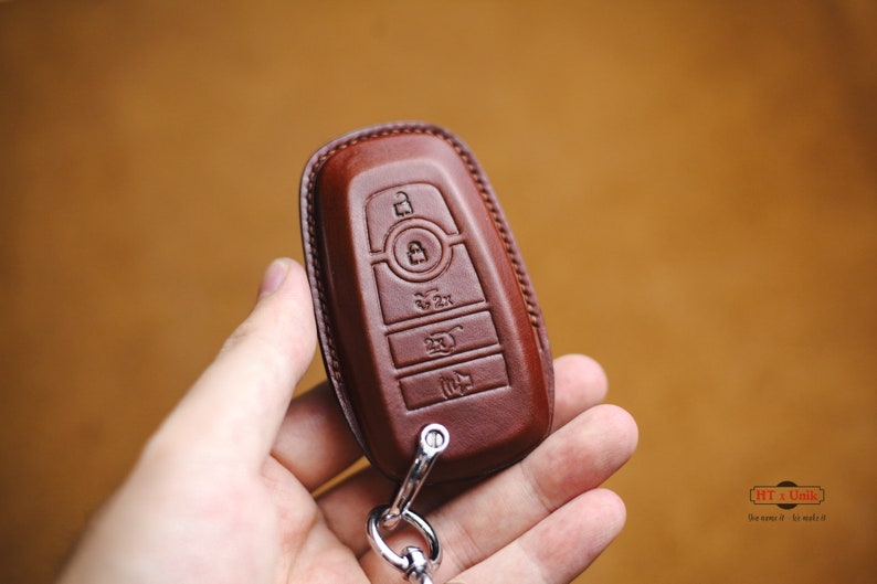 Fob Cover Case for Mustang Mach E 2021 2022 Leather Key Fob Cover Case Mustang Keychain Keyless Remote Holder Custom Stamping Horse Mustang image 1