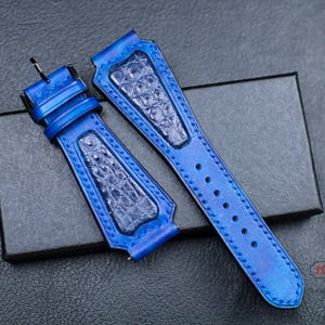 Unique Watch Strap Men Women, Custom Leather Watch Band, Leather Watch Strap 16mm 18mm 20mm 22mm 24mm, Vegtan-Alligator Leather Mixture Band