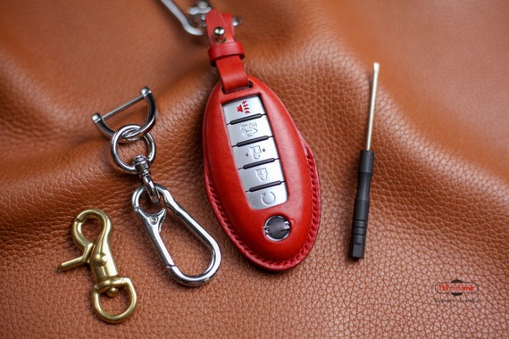 Leather Car Key Case Cover For Nissan Altima Sentra Leaf Infiniti Key FOB  Holder