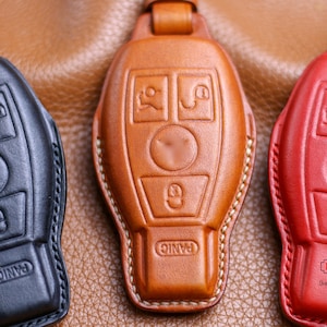 Leather Key Fob Case Cover For A B C E GL S GLa GLk CLS Benz Amgs W204 W205 W212 W463 W176 W210 W202 Keychain KeyRing Remote Holder