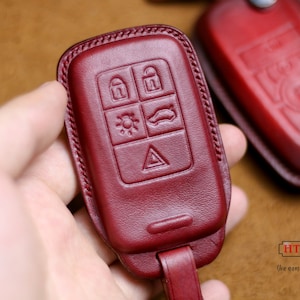 Leather Key Fob Cover Case for Volvos XC70 XC40 XC60 XC90 V70 V60 V40 S60 S80 S90 C30 V90 Personalized Volvos Smart Remote Holder Keychain