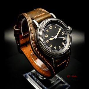 Leather Bund Strap, Bund Watch Band 16mm 18mm 20mm 22mm 24mm, Leather Watch Band Leather Watch Strap, Cuff Band Strap Black Brown Bund Strap