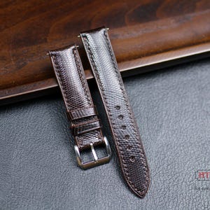 Lizard Brown Leather Watch Strap 24mm 22mm 21mm 20mm 19mm 18mm 16mm Lizard Skin Band with Zermatt lining. Genuine Lizard Replacement Straps