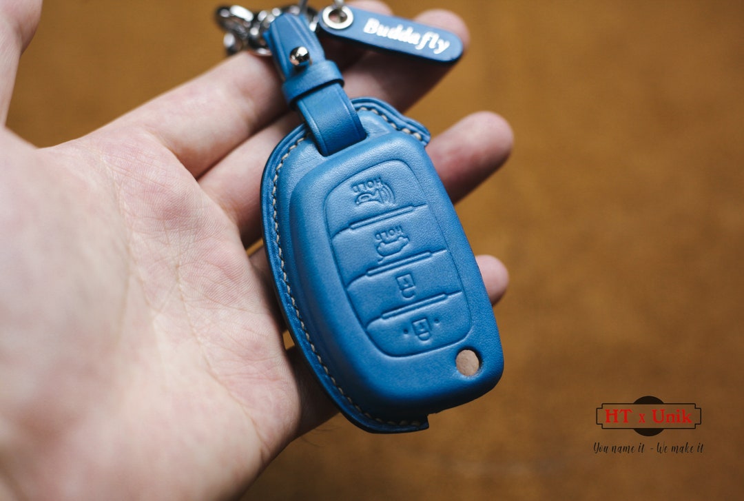 HYUNDAI Santa Fe 2013 2015 I10 I30 Leather Key Fob Cover Case