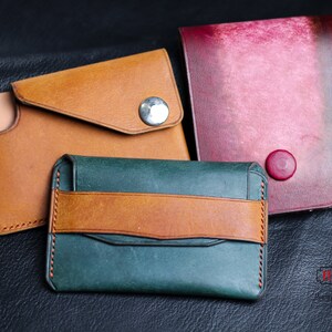Portafoglio minimalista in vera pelle, portafoglio in pelle personalizzato, porta carte realizzato a mano, portafoglio per carte di credito ultra sottile per uomo e donna