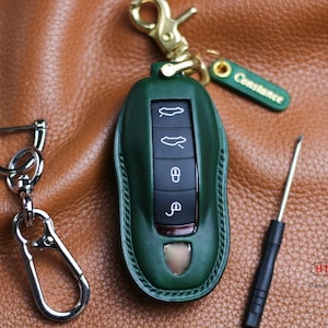 Leder Auto-Schlüsselanhänger Cover für 718 911 Carrera, 918 Spyder Boxster, 981 Cayenne 92A, Cayman 981, Macan Panamera 970 Smart Car Halterung für die Fernbedienung