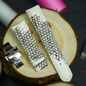 Natural White Black Python Leather Watch Strap 24mm 22mm 20mm 18mm 16mm Python Leather Band 23mm 21mm 19mm Custom size strap Zermatt lining