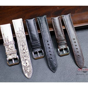 Lizard Leather Watch Strap 24mm 22mm 21mm 20mm 19mm 18mm 16mm Lizard Skin Watch Band with Zermatt lining. Genuine Lizard Replacement Straps