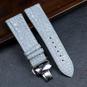 Alligator Leather Watch Strap 24mm 22mm 21mm 20mm 19mm 18mm 16mm Alligator Watch Band with Deployant Clasp. Genuine Alligator Leather Strap