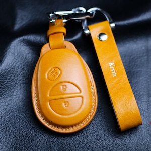 For 2012 2013 Tundra TRD Pro Tacoma Sequoia Leather Key Fob Cover Case 2020 Sienna Highlander Rav4 Camry Holder Keychain Shell Pouch Protect