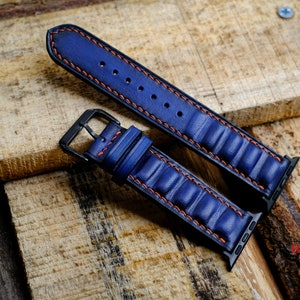 Anpassat läderarmband, läderarmband, äkta läderarmband i anpassad storlek, unikt designat klockarmband 16 mm 18 mm 20 mm 22 mm 24 mm herr bild 3
