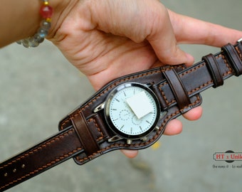 Leather Bund Strap, Bund Watch Band 16mm 18mm 20mm 22mm 24mm, Leather Watch Band, Leather Watch Strap, Apple Watch Band, Cuff Band Strap