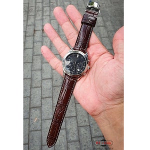 Brown Alligator Watch Strap with Deployant Clasp 22mm 21mm 20mm 19mm 18mm 16mm Alligator Watch Band. Luxury Alligator Strap Zermatt lining