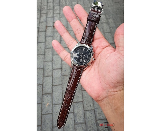 Brown Alligator Watch Strap With Deployant Clasp 22mm 21mm 20mm 19mm 18mm 16mm Alligator Watch Band. Luxury Alligator Strap Zermatt Lining Etsy
