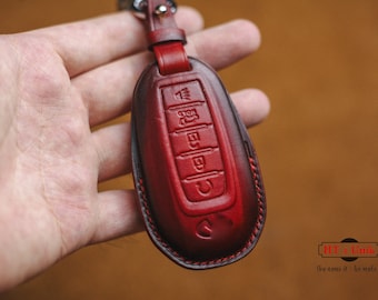 Calf Leather Car Remote Key Fob Case Holder Cover For Infiniti QX50 Q70 4B HF-03 