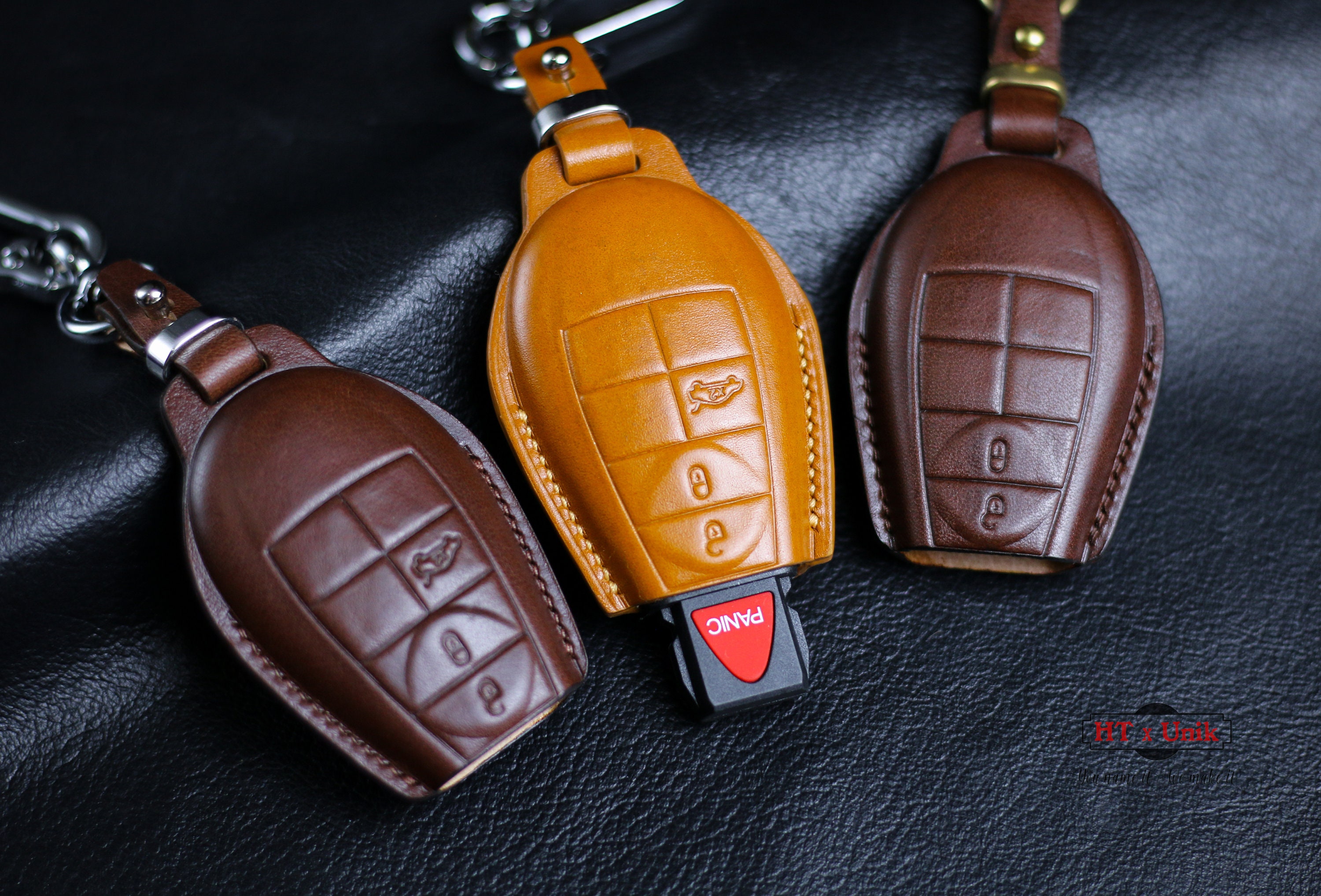 Classic leather shop key fobs
