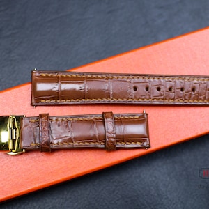 Premium Alligator Leather Watch Strap, Alligator Skin Band for 18mm 19mm 20mm 22mm 24mm Watches Waterproof Leather Strap with Zermatt lining