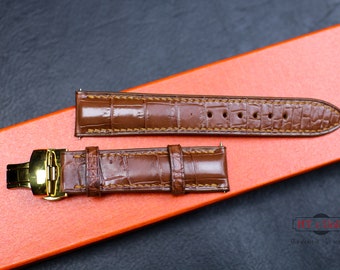 Premium Alligator Lederarmband für 18mm 19mm 20mm 22mm 24mm Uhren, Alligator Lederarmband mit Zermatt Futter