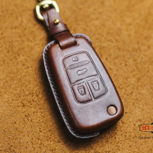 Leather Key Fob Cover Case fits for Buickk Encore 2016 Verano 2017 LaCrosse Veranoc 2018 G-M-C Terrain, Malibu, 2015 Chevy Camaro, Cruze