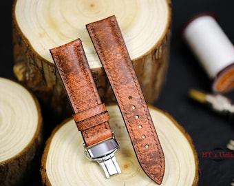 Waxy Tan Leather Watch Strap 24mm 22mm 21mm 20mm Custom Size Leather Band 19mm 18mm 16mm Zermatt Lining Gift Men Women Personalize Strap